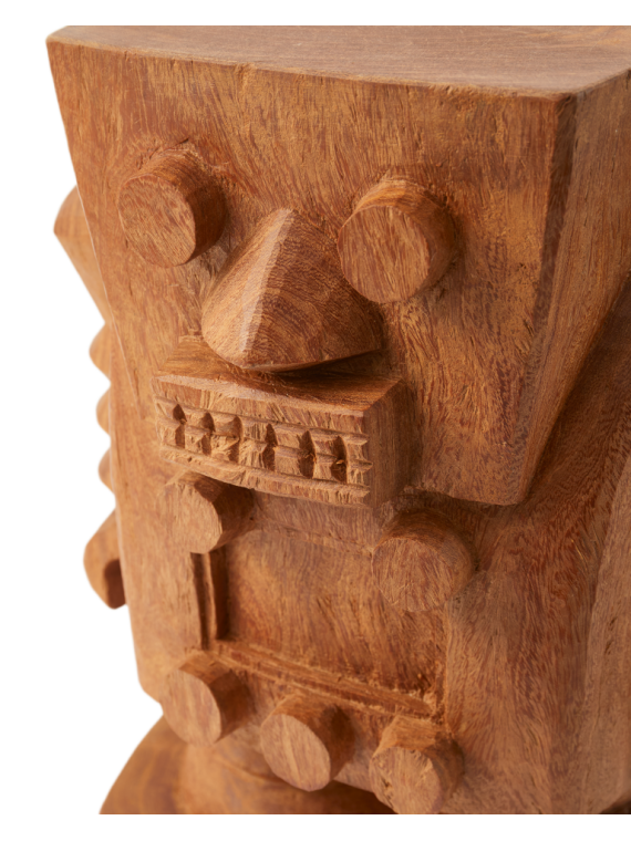 Pols Potten Robot cognac wood stool · front view