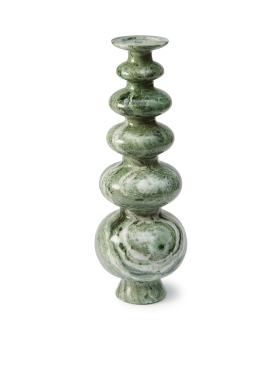 Pols Potten Heritage Sphere green marble candle holder · front view