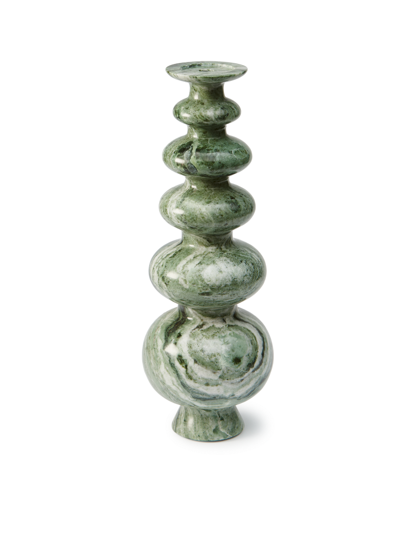 Pols Potten Heritage Sphere green marble candle holder · front view