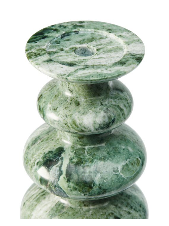Pols Potten Heritage Sphere green marble candle holder · front view