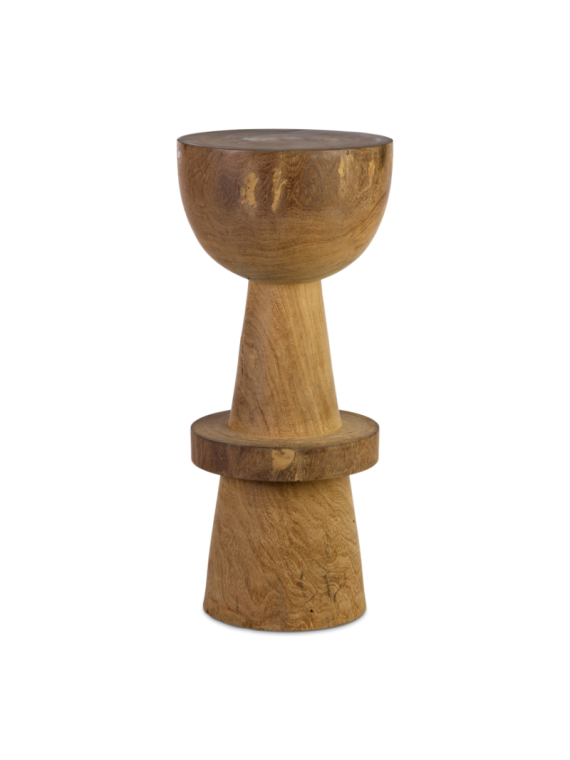 Pols Potten Ball cognac wood bar stool · front view