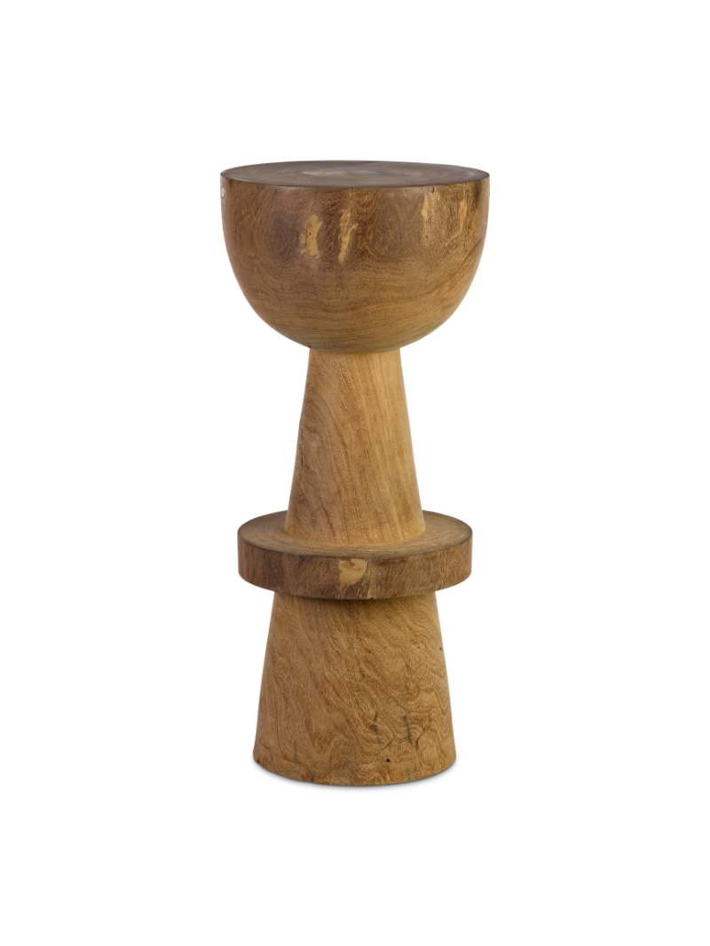 Pols Potten Ball cognac wood bar stool · front view