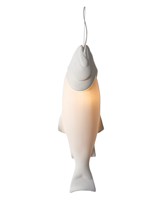 Pols Potten porcelain fish pendant lamp Mykiss · front view