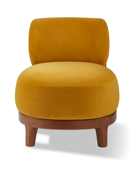 Pols Potten ash and yellow fabric armchair Fizz Soft · front view