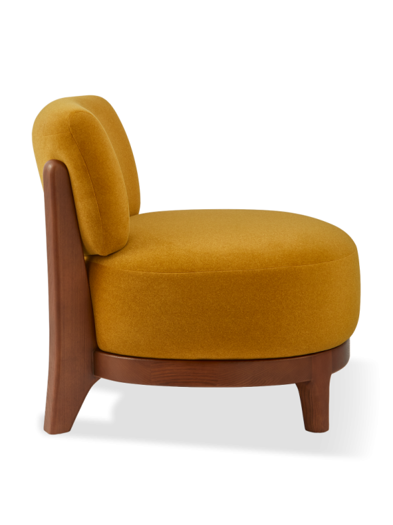 Pols Potten ash and yellow fabric armchair Fizz Soft · front view