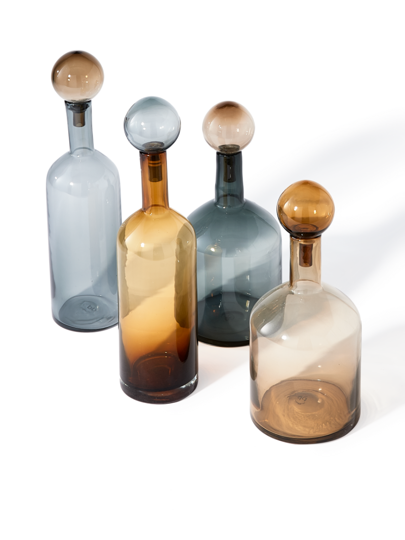 Pols Potten Bubbles & Bottles Chic Mix cognac set · front view