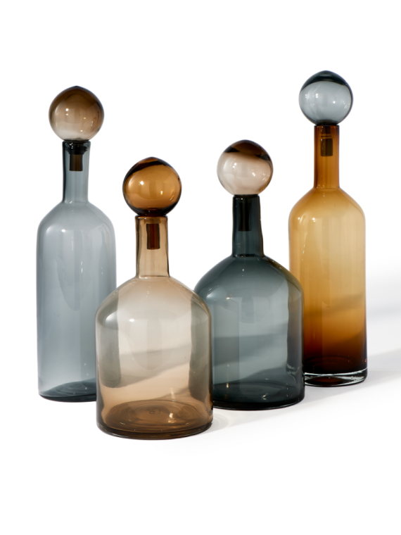 Pols Potten Bubbles & Bottles Chic Mix cognac set · front view