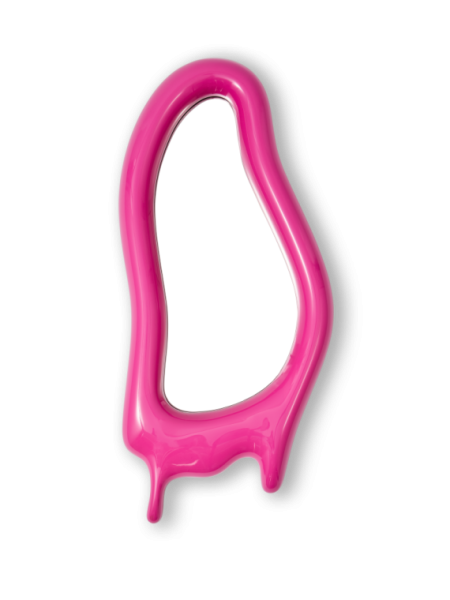 Pols Potten Melting elongated pink mirror · three-quarter view