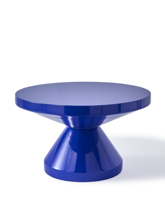 Pols Potten round lacquered coffee table Zig Zag dark blue · front view
