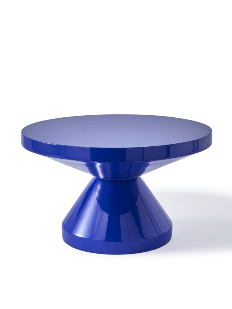 Pols Potten round lacquered coffee table Zig Zag dark blue · front view