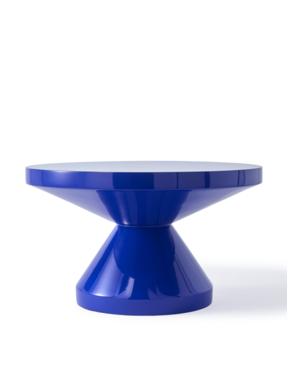 Pols Potten round lacquered coffee table Zig Zag dark blue · front view