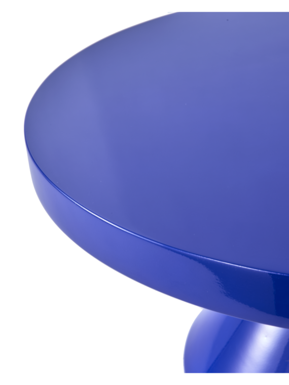 Pols Potten table basse ronde laquée Zig Zag bleu foncé · vue de face