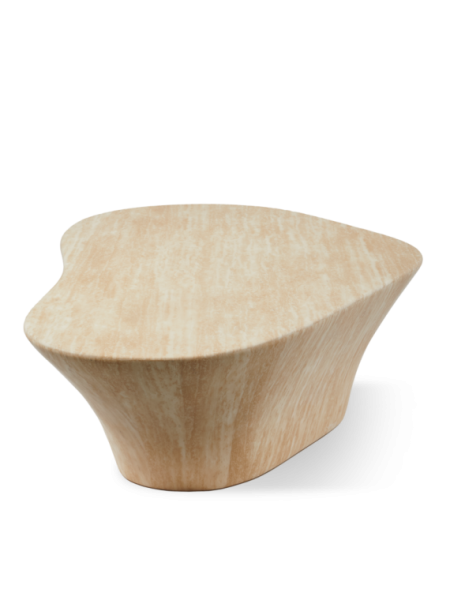 Pols Potten table basse ovale effet travertin Oval L · vue de trois quarts