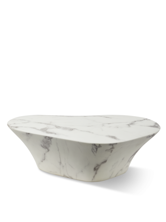 Pols Potten white marble-look oval coffee table Oval L · front view