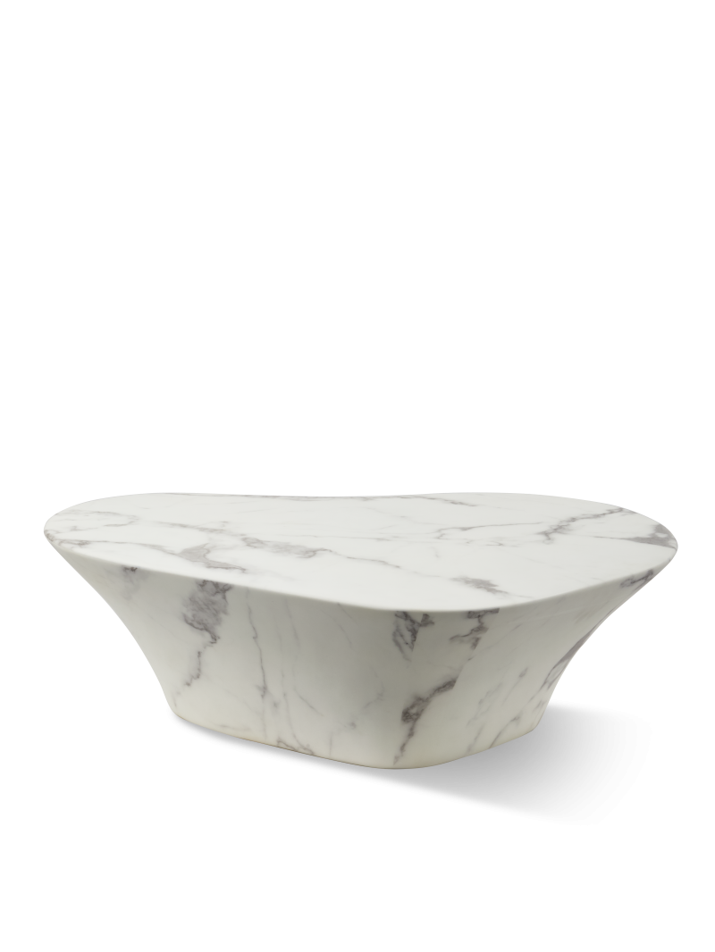 Pols Potten white marble-look oval coffee table Oval L · front view
