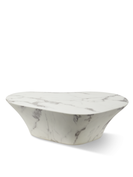 Pols Potten white marble-look oval coffee table Oval L · front view