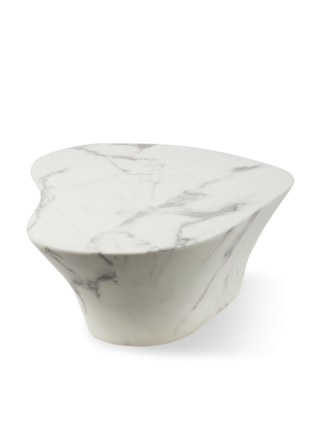Pols Potten white marble-look oval coffee table Oval L · three-quarter view