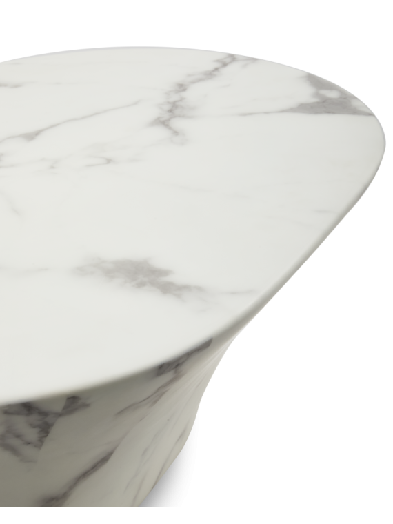 Pols Potten white marble-look oval coffee table Oval L · front view