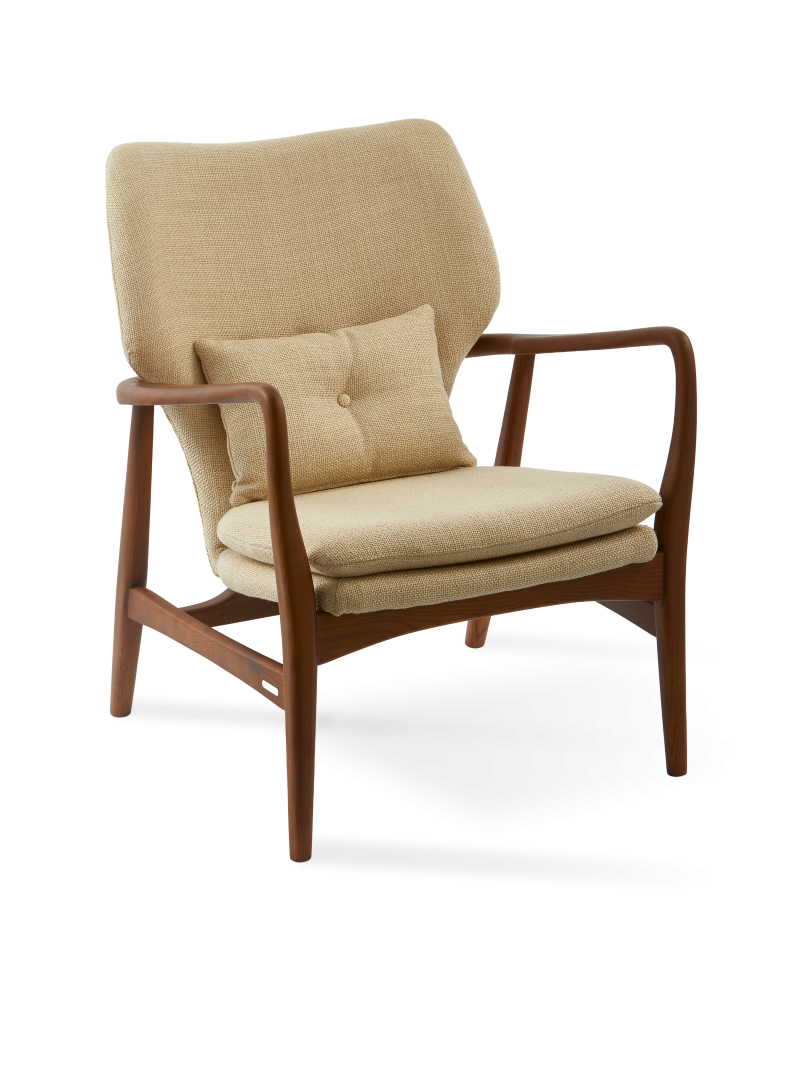Pols Potten fauteuil en frêne et tissu beige Peggy Smooth · vue de face