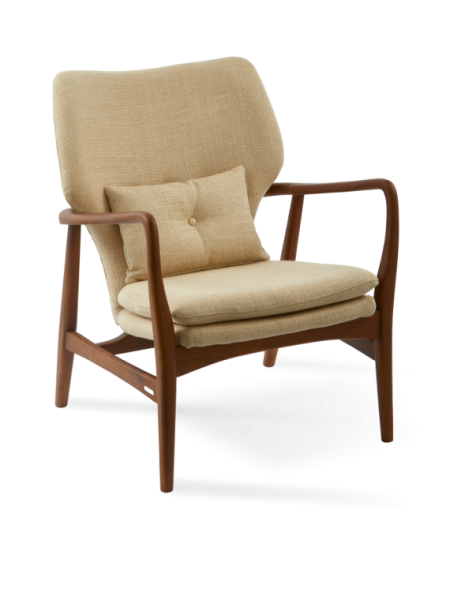 Pols Potten ash and beige fabric armchair Peggy Smooth · front view