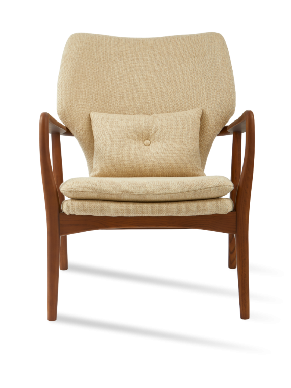 Pols Potten ash and beige fabric armchair Peggy Smooth · front view