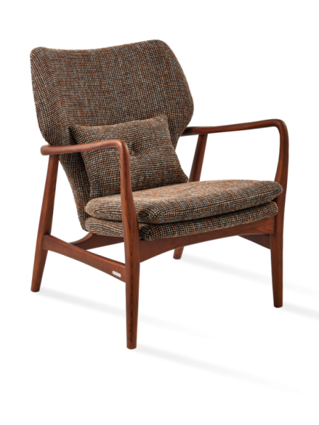 Pols Potten ash and dark brown fabric armchair Peggy Speckled · front view