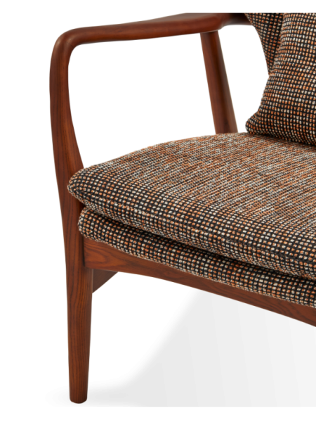 Pols Potten fauteuil en frêne et tissu marron foncé Peggy Speckled · vue de détail