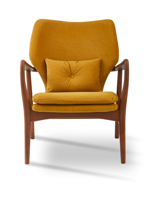 Pols Potten ash and yellow fabric armchair Peggy Soft · front view
