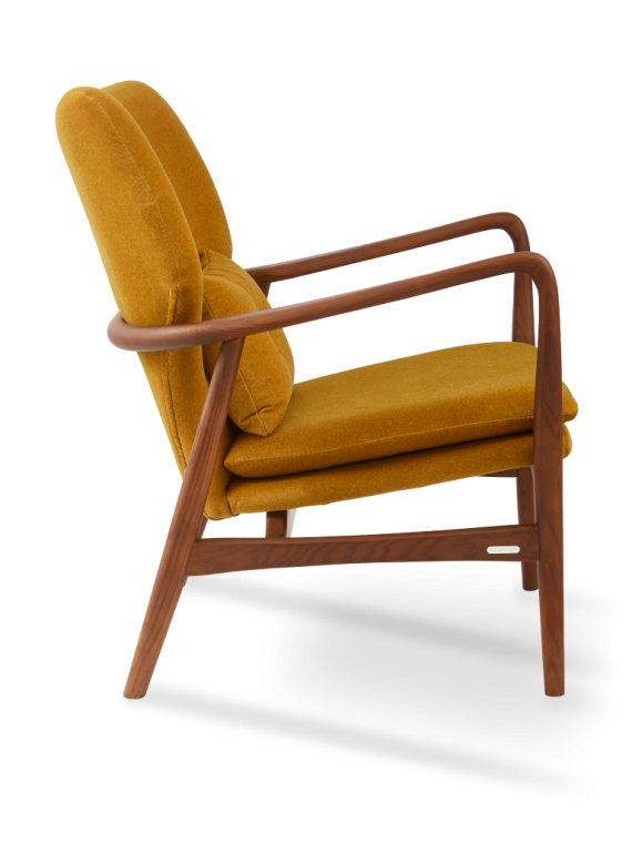 Pols Potten ash and yellow fabric armchair Peggy Soft · front view