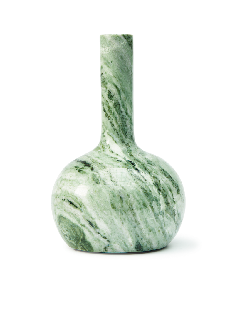 Pols Potten Heritage Bell dark green marble candle holder · front view