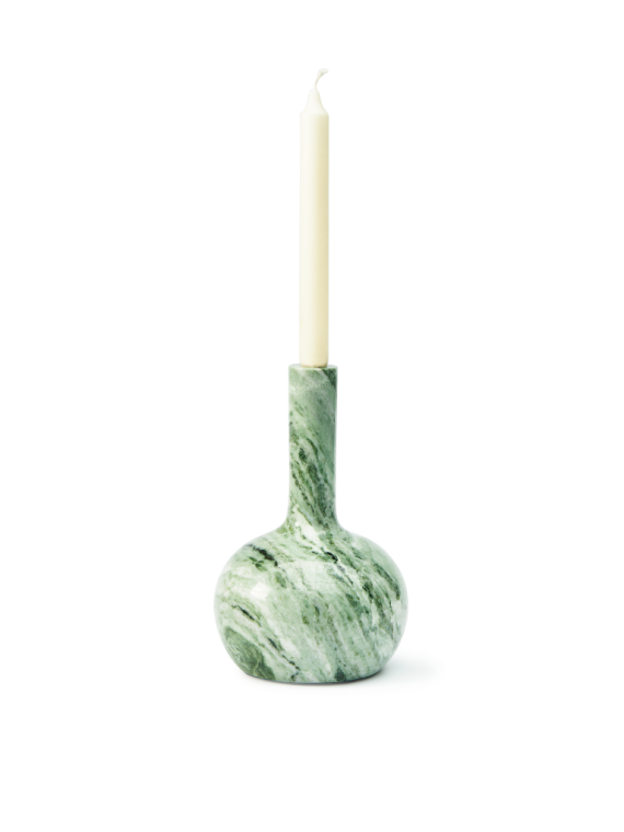 Pols Potten Heritage Bell dark green marble candle holder · front view