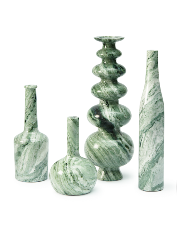 Pols Potten Heritage Bell dark green marble candle holder · front view