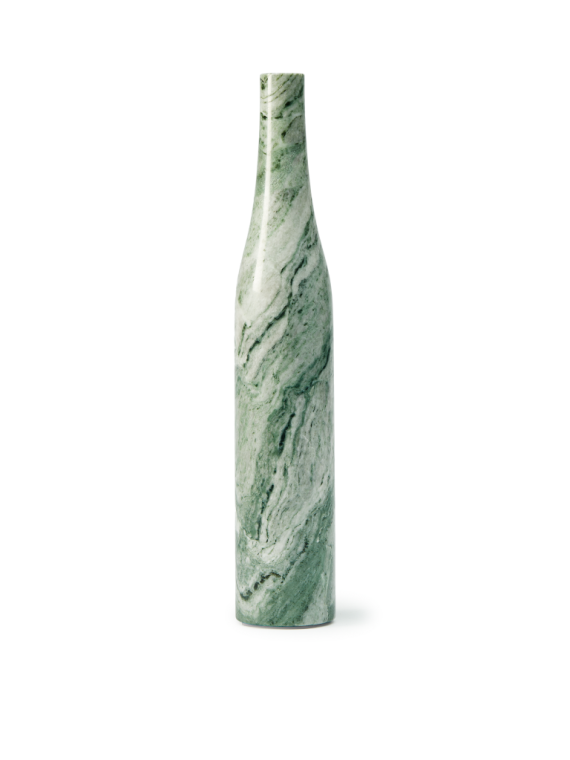 Pols Potten Heritage Bottle Long dark green marble candle holder · front view