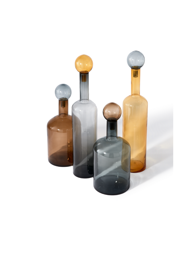 Pols Potten Bubbles & Bottles Chic Mix XXL cognac set · front view