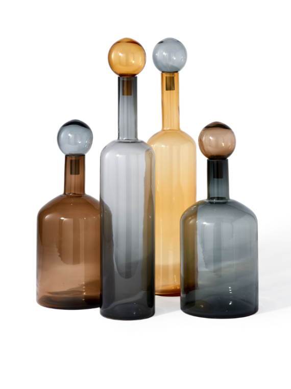 Pols Potten Bubbles & Bottles Chic Mix XXL cognac set · front view