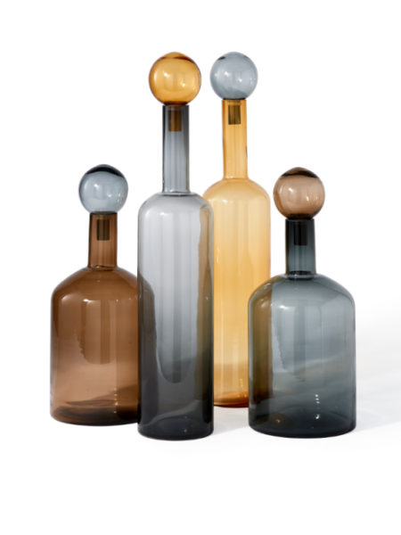 Pols Potten ensemble Bubbles & Bottles Chic Mix XXL cognac · vue de trois quarts
