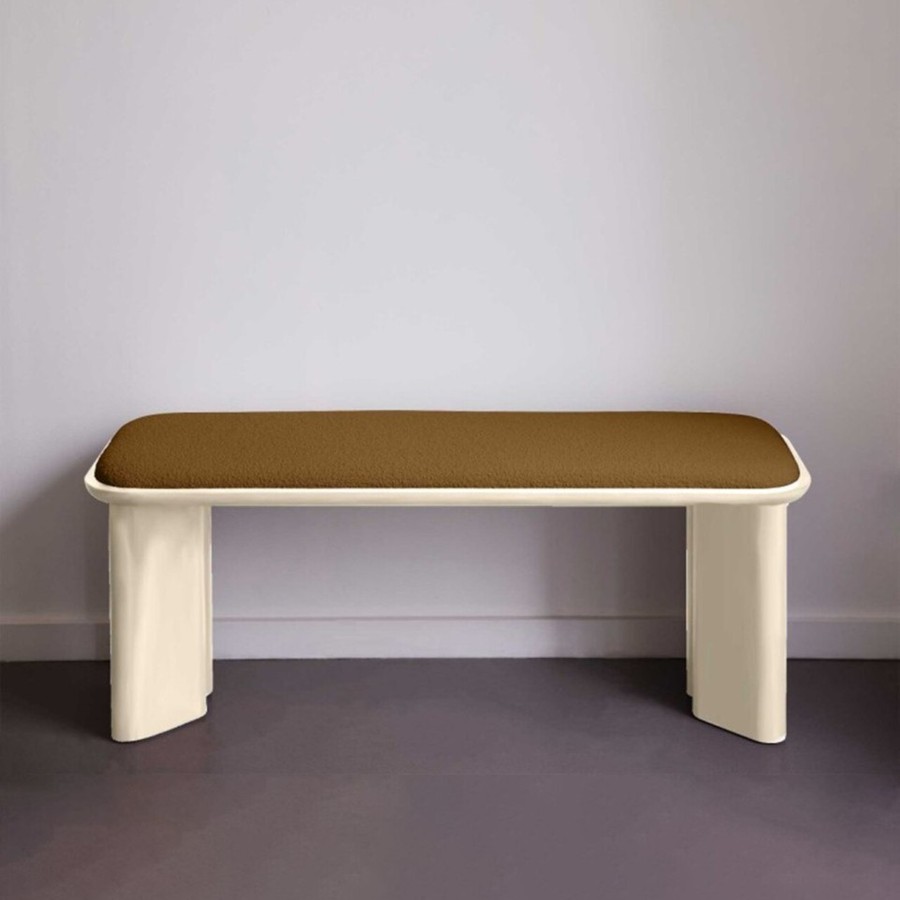 Gabrielle Paris Lazare bench lacquered wood cream front view