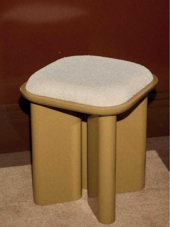 Gabrielle Paris Lazare pouffe lacquered wood amber · front view