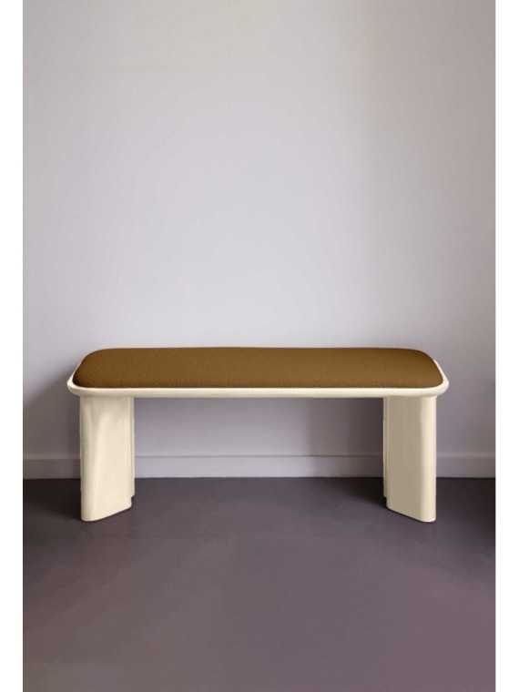Gabrielle Paris Lazare bench lacquered wood cream · front view