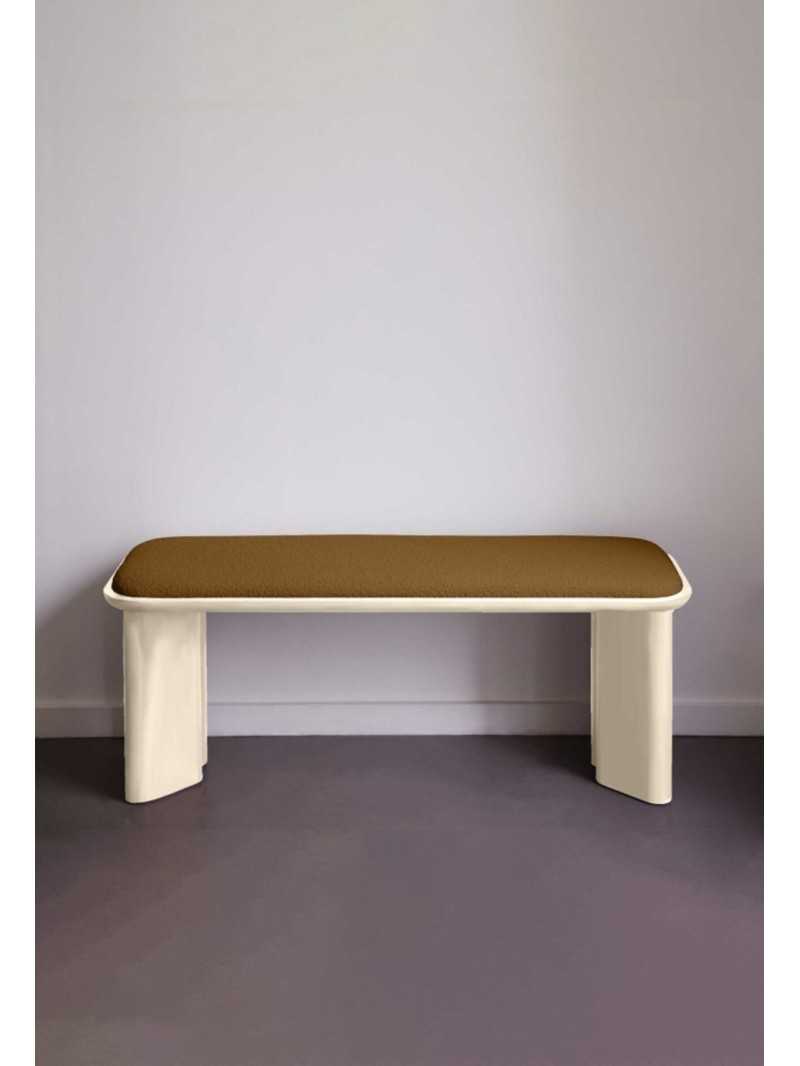 Gabrielle Paris Lazare bench lacquered wood cream · front view