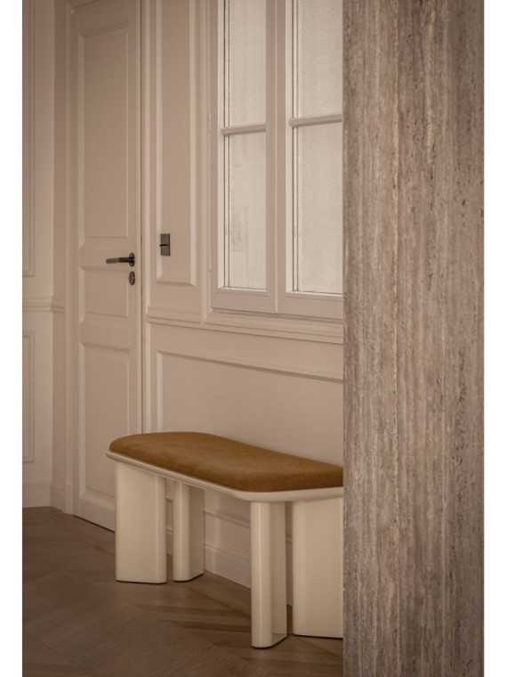 Gabrielle Paris Lazare bench lacquered wood cream · front view