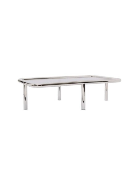 Gabrielle Paris Margaux coffee table polished steel · three-quarter view