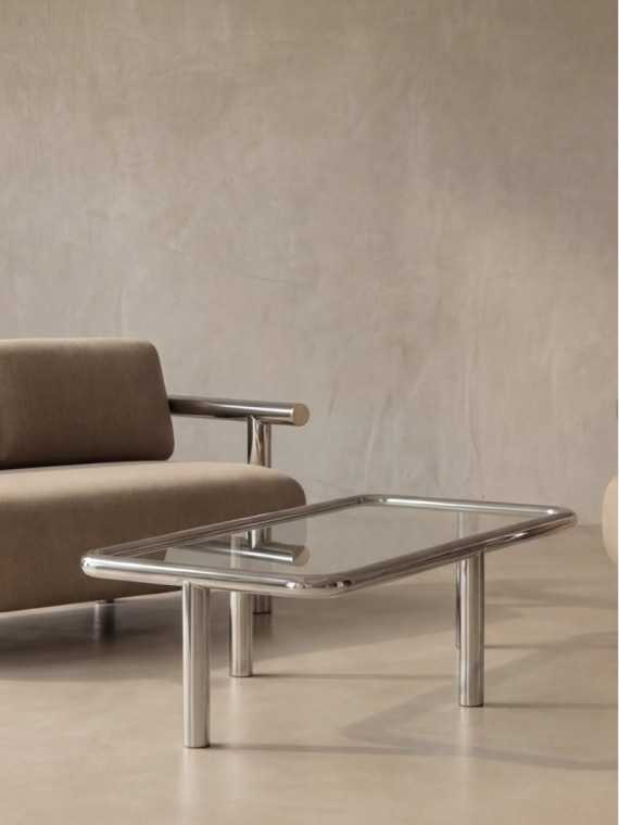 Gabrielle Paris Margaux coffee table polished steel in setting