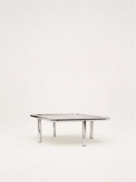 Gabrielle Paris table basse Alix inox poli · vue de face, cadrage large