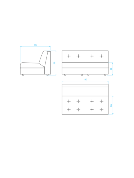 Red Edition Stanley sofa, 2-seater dimensions diagram