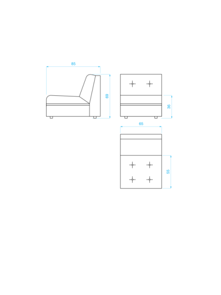 Red Edition Stanley module, 1-seat dimensions diagram