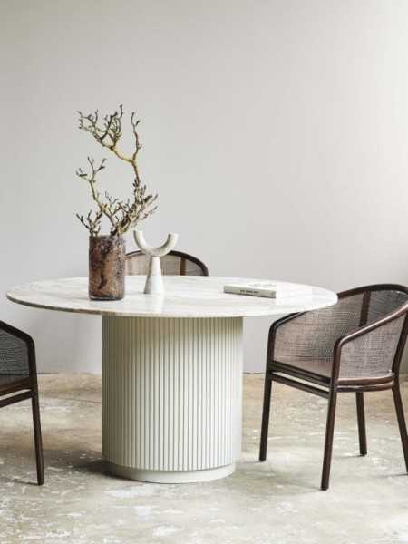 Nordal Erie round dining table ivory · in setting