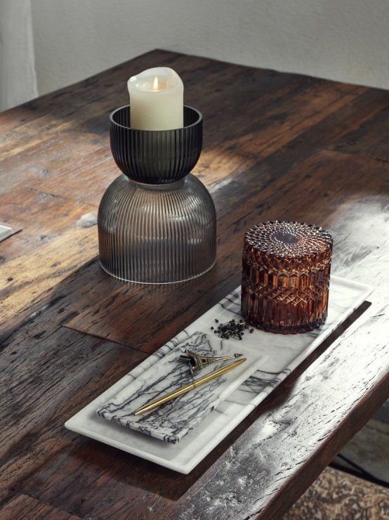 Nordal Grey glass candlestick vase, Riva siez M