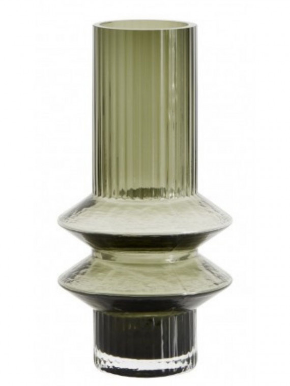 Nordal  vase Rilla en verre strié vert clair taille S