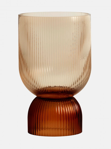 Nordal - Amber glass candlestick vase, Riva L